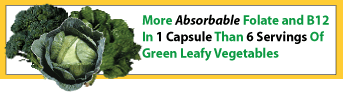 More Absorbable Folate and B12 in 1 Capsule Than 6 Servings of Green Leafy Vegetables